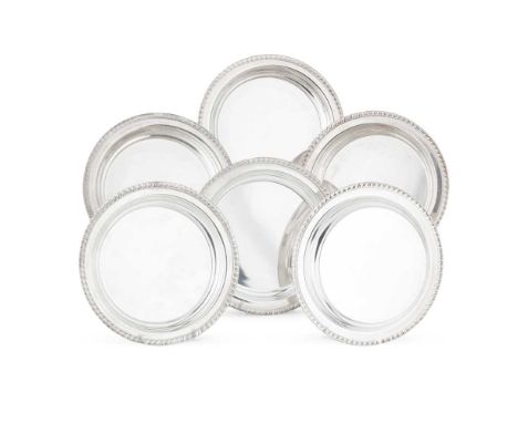 A set of six modern side plates  Laurence R. Watson &amp; Co., Sheffield 2018, of circular outline with a gadrooned borderDim