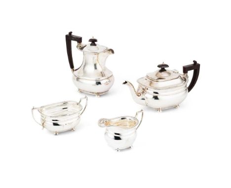 A 1950s four-piece tea-service  Adie Brothers Ltd, Birmingham 1958, comprising a waterpot, teapot, twin-handled sugar basin a