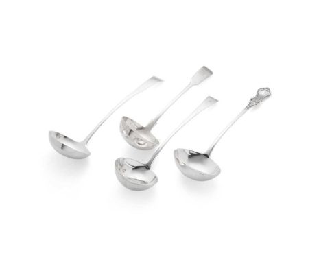 A George III soup ladle  Andrew Wilkie, Edinburgh 1811, of Old English pattern, engraved initials to terminal; together with 