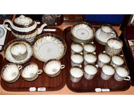 A Chamberlains Worcester part tea and coffee service comprising: teapot, tea cups, coffee cans, etc (qty on two trays) .  Tea