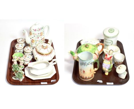 A group of ceramics including Royal Winton tea pot decorated with flowers in a forest glade, a Grimwades Brownies jug, a grou
