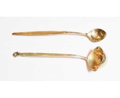 A Georg Jensen Sterling silver acorn pattern toddy ladle; together with a spoon (2)