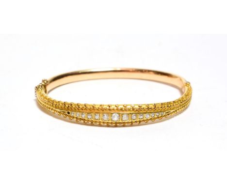 A Victorian diamond bangle (a.f.)  NB: one diamond deficient.  Gross weight 11.1 grams. 