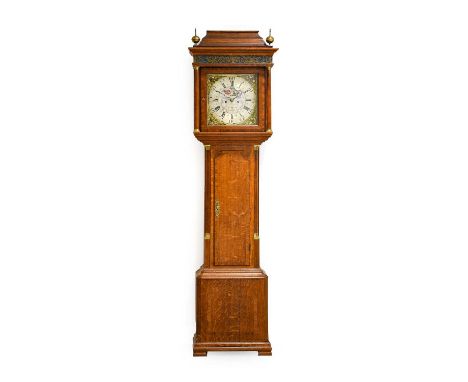 An Oak Eight Day Longcase Clock, signed J.Whitworth, Lussley, circa 1780, caddied pediment, crossbanded trunk door, brass cap