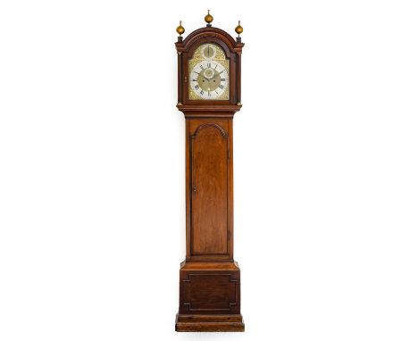 A Mahogany Eight Day Longcase Clock, signed Richard Peckover, London, circa 1770, arch pediment, flame mahogany arched trunk 