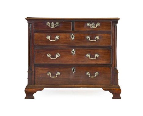A George III Mahogany and Pine-Lined Straight Front of Drawers, late 18th century, with two short over three long graduated d