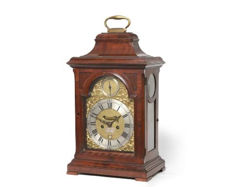 A Mahogany Striking Table Clock, signed Goodwin, London, circa 1760, later case with an inverted bell top pediment, carrying 