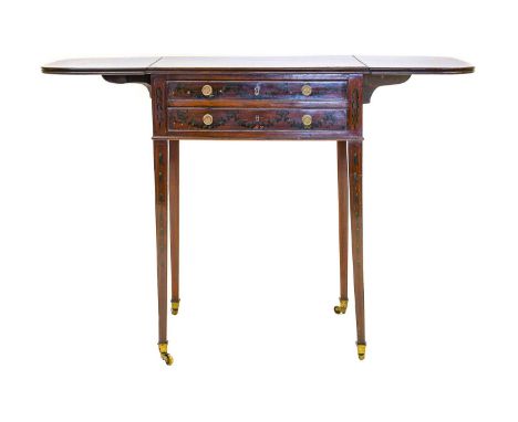 Edwards &amp; Roberts: A Late 19th Century Mahogany and Polychrome Decorated Dropleaf Table, the top painted with cherubs, fl