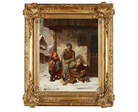 ATTRIBUTED TO CHARLES EDOUARD FRÈRE (FRENCH 1837-1894) REPAIRING THE SLEDGE Oil on canvas(56cm x 46cm (22in x 18in))