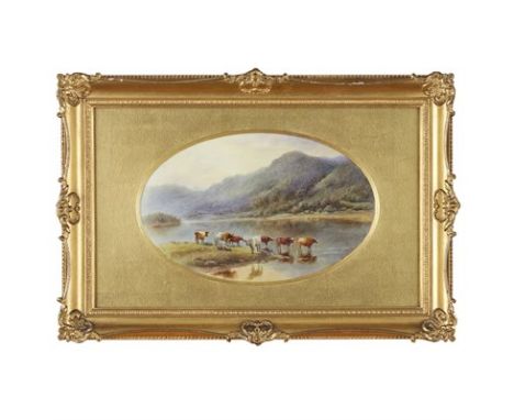 ROYAL WORCESTER PAINTED PORCELAIN PLAQUE, BY JOHN STINTON (JNR) (1854-1956) LATE 19TH/ EARLY 20TH CENTURY the oval plaque pai