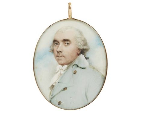 Y ANDREW PLIMER (BRITISH 1763-1837) PORTRAIT MINIATURE OF A GENTLEMAN watercolour on ivory, oval, the sitter with powdered ha