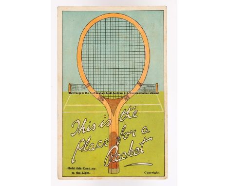 Collection of early to mid 20th century tennis related postcards and photographs, comprising postcards depicting b&w tennis a