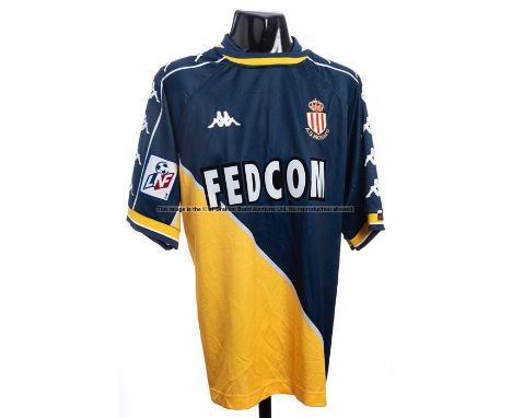 AS Monaco blue & yellow No.14 away jersey season 1999-2000,short-sleeved, LNF badge to right sleeve This is a kitmen swap on 