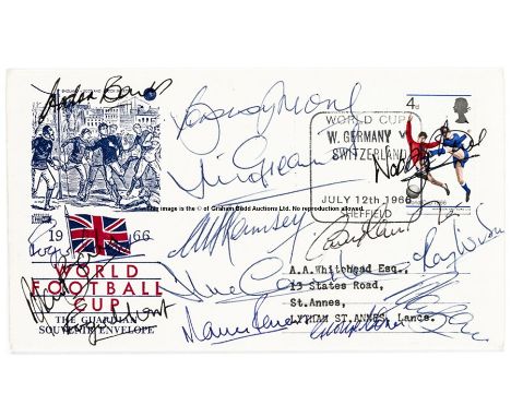 1966 World Cup First Day cover bearing 14 signatures from the England winning squad,comprising Banks, Hunt (signed twice), Ba