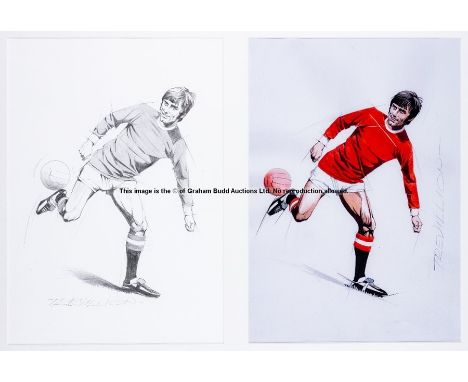 Paul Trevillion (British, born 1934)GEORGE BEST (DOUBLE PORTRAIT)comprising an original pencil drawing, signed in pencil by t