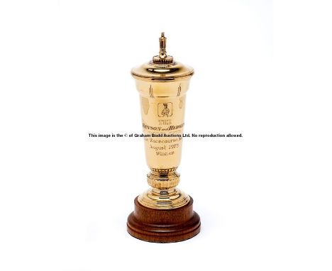 Jockey's prize for 1978 Benson & Hedges Gold Cup, York, won by Lester Piggott on Hawaiian Sound, silver gilt miniature cup, h