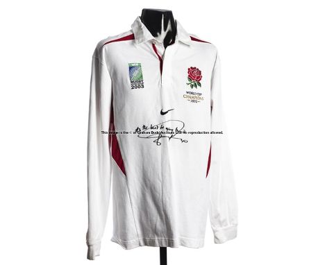 Jonny Wilkinson signed England 2003 Rugby World Cup Champions commemorative shirt,signed in black marker pen and inscribed AL