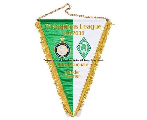 UEFA Champions League match pennant for FC Inter v Werder Bremen, 1st October 2008, San Siro Stadium, Milan,green and white t