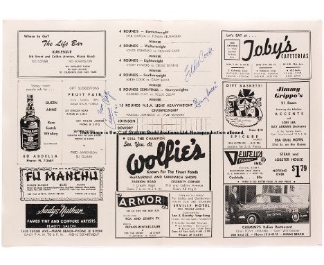 Cassius Clay v Jim Robinson signed boxing programme, Miami Beach Convention Hall, 7thFebruary 1961, Clay’s 4th pro fight,with