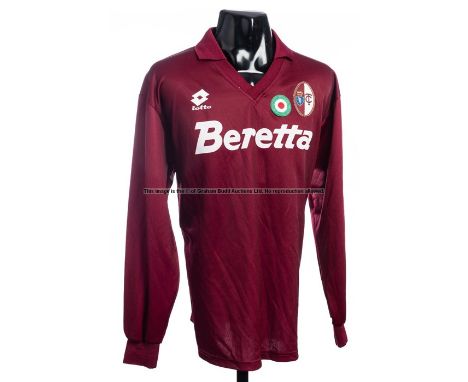 Sandro Cois Torino maroon No.4 jersey from the European Cup Winners’ Cup quarter-final 2nd Leg played at Highbury 15th March 