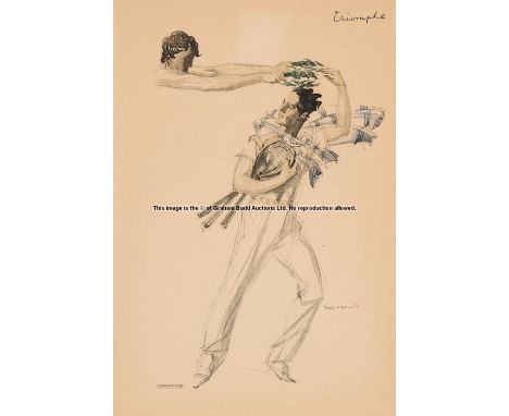 Armand Massonet (Belgian, 1892-1979), TRIOMPHElithograph from his 1926 Paris Olympiade series, depicting a victorious tennis 