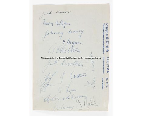 Manchester United FC 1947-48 original football autograph sheet, good autograph album page size 5 ½ by 4in. beautifully autogr