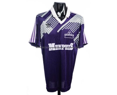 Arminas Narbekovas violet FK Austria Wien No.8 jersey from the European Cup 1st Round, 1st Leg match v Arsenal played at High