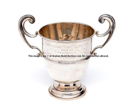 Trophy for the 1926 Newmarket Town Plate, in the form of twin-handled silver cup, hallmarked William Hutton & Sons, Birmingha