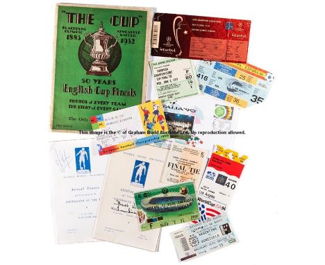 Collection of football memorabilia, including programmes, books, souvenir newspapers and miscellaneous paper collectibles inc