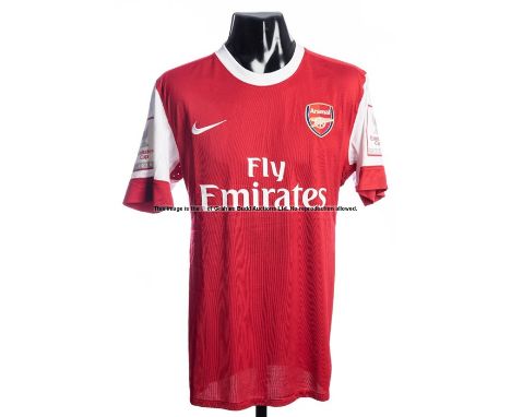Tomas Rosicky Arsenal FC red and white No.7 home jersey 2010 Emirates Cup,match issue, short sleeved, team logo, Emirates Cup