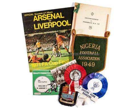 Collection of miscellaneous football memorabilia,including 33 r.p.m. records, duplication 40 discs for 6 recording; 8mm cine 