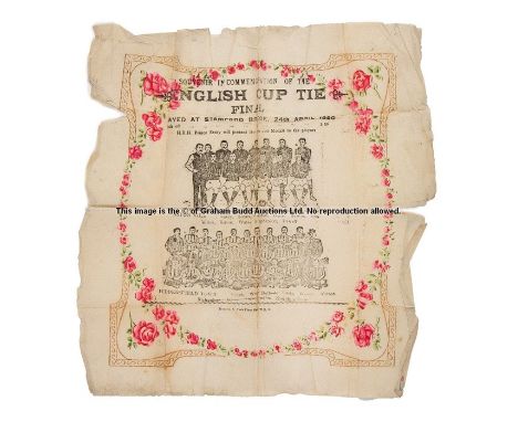 Souvenir paper napkin commemorating the first F.A. Cup Final played at Chelsea FC's STamford Bridge ground Aston Villa v Hudd