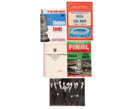 Chelsea v Leeds United 1970 F.A. Cup Final memorabilia,comprising an Anglo-American Sporting Club Boxing Dinner menu, 26th Oc