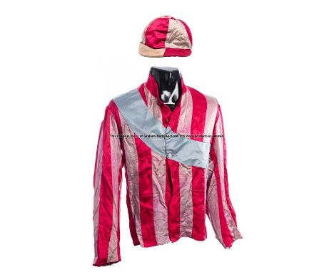 The silks worn by Lester Piggott when winning the 1954 Derby at Epsom on Never Say Die,
the colours of owner Mr Robert Sterli