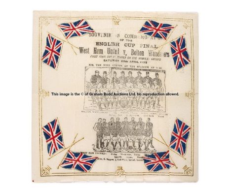 Souvenir paper napkin commemorating the first F.A. Cup Final played at Wembley Stadium Bolton Wanderers v West Ham United 28t