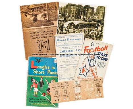 Miscellany of football ephemera,including Chelsea v Moscow Dynamo programme 13.11.45, booklets, tickets, brochure relating to