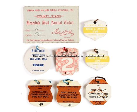 Two rare tickets for Liverpool Races and Grand National Steeplechase 1915, inscribed LIVERPOOL RACES AND GRAND NATIONAL STEEP