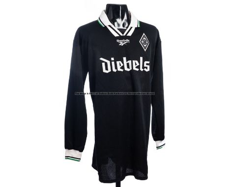 Two black Borussia Monchengladbach jerseys from the UEFA Cup 1st Round matches v Arsenal 10th & 25th September 1996,comprisin