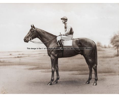 A trio of photogravures featuring the Australian-born jockey Bernard ''Brownie'' Carslake mounted on two of his St Leger winn
