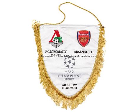 UEFA Champions League match pennant for Lokomotiv Moscow v Arsenal match played at the Lokomotiv Stadium, Moscow, 30th Septem