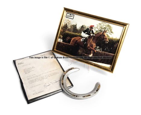 Racing plate worn by By The Way winner of the 1985 Whitbread Gold Cup,the reverse of the plate with the name of the horse and