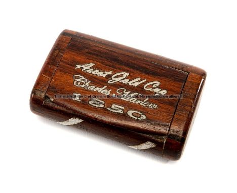 Victorian wooden snuff box presented to the jockey Charlie Marlow for winning the Gold Cup at Ascot in 1850,inscribed ASCOT G