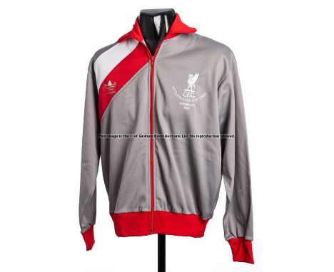 Liverpool FC 1987 Littlewoods Cup Final official players grey & red tracksuit top v Arsenal played at Wembley on 5th April,lo