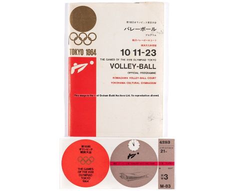 Tokyo 1964 Olympic Games programme and ticket for the volleyball competition,very good condition (2)
