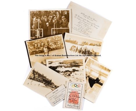 Memorabilia relating to the British figure skater Mollie Phillips at the Lake Placid 1932 Winter Olympic Games,    comprising