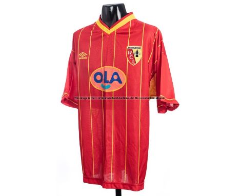 Jose-Karl Pierre-Fanfan red RC Lens No.24 jersey from the UEFA Cup semi-final, 1st Leg, v Arsenal played at Highbury 6th Apri