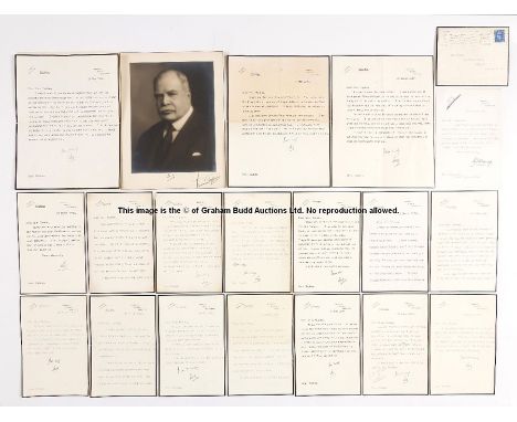 Unique group of personal letters from the 17th Earl of Derby to Mrs Mirabel Topham, circa 1946-1948, seventeen black-edge typ
