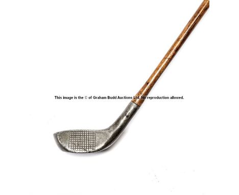 Standard Golf Company of Sunderland Mills patent B.G.S. Model brassie spoon,  back of head with three wooden block insert, hi