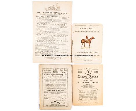 Good collection of 37 English racecards dating between 1928 and 1979, comprising Sandown's 1928 Eclipse Stakes won by Lord De