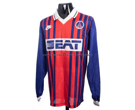 David Ginola blue Paris Saint-Germain No.11 jersey from the European Cup Winners’ Cup semi-final 1st Leg v Arsenal played at 